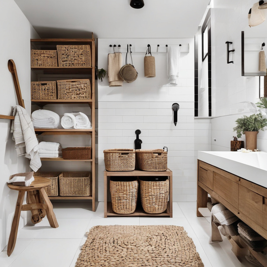 modern farmhouse bathroom greenery