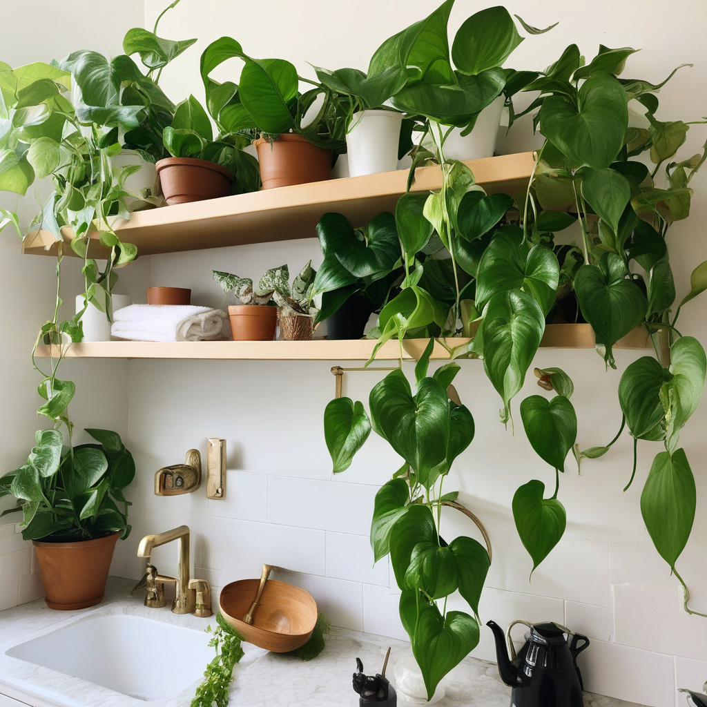 Interior with bathroom plants