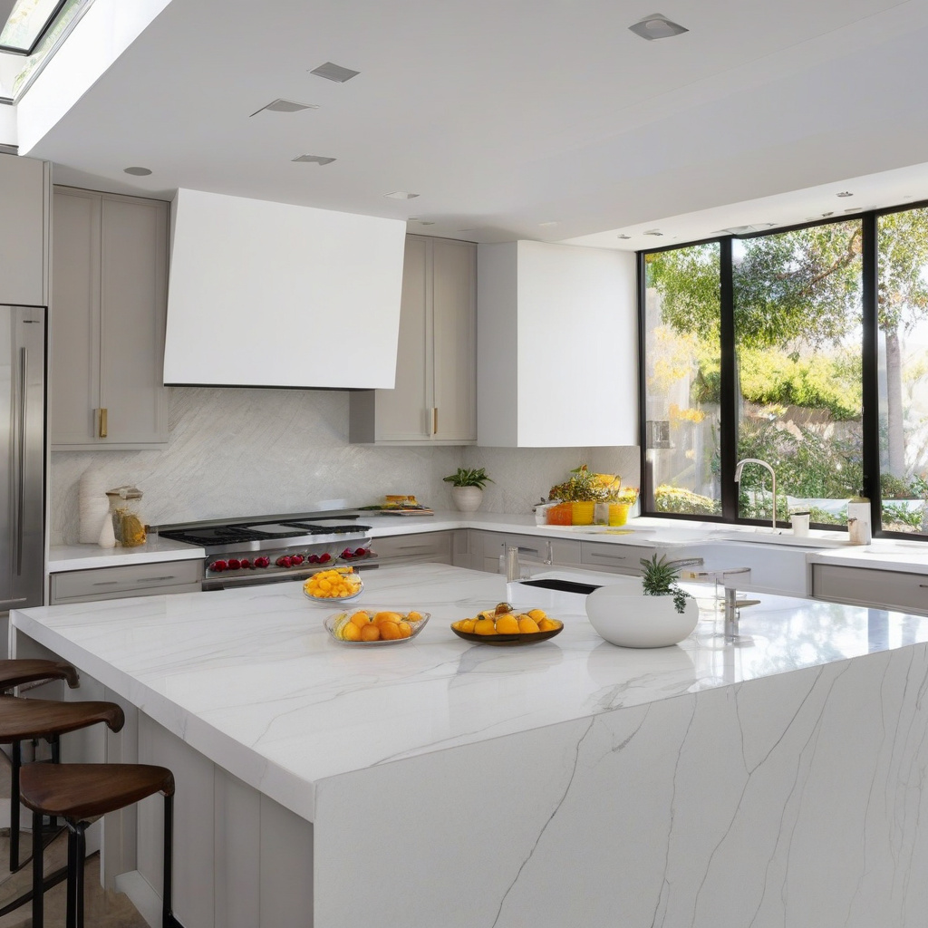 Porcelain kitchen countertop in renovation