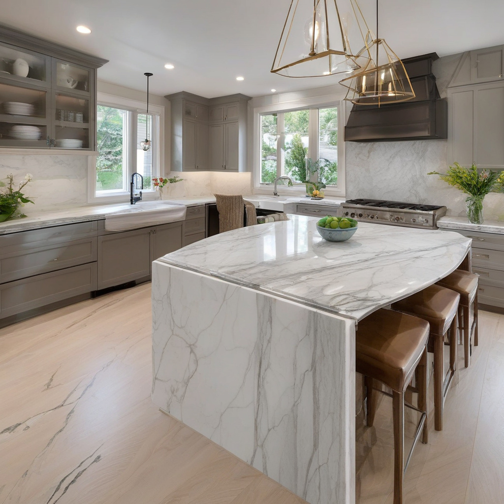 Luxurious kitchen with quartz countertops