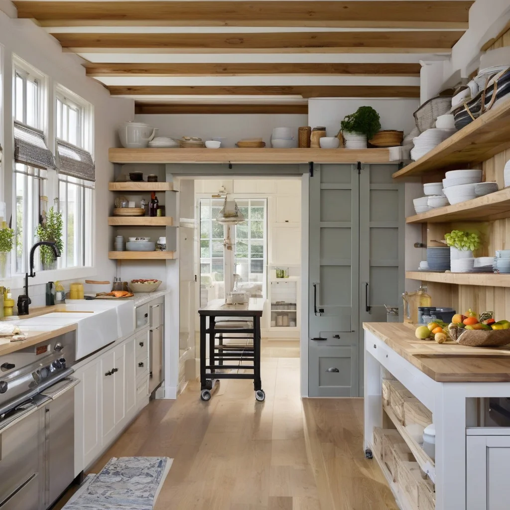 Large kitchen island divided into cooking storage and seating zones