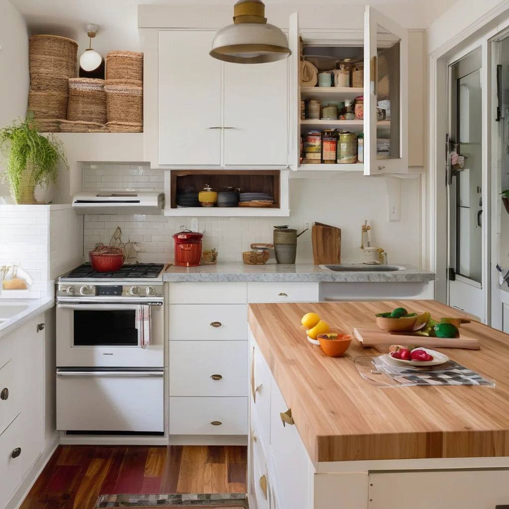 Kitchen island countertop and cabinet material samples