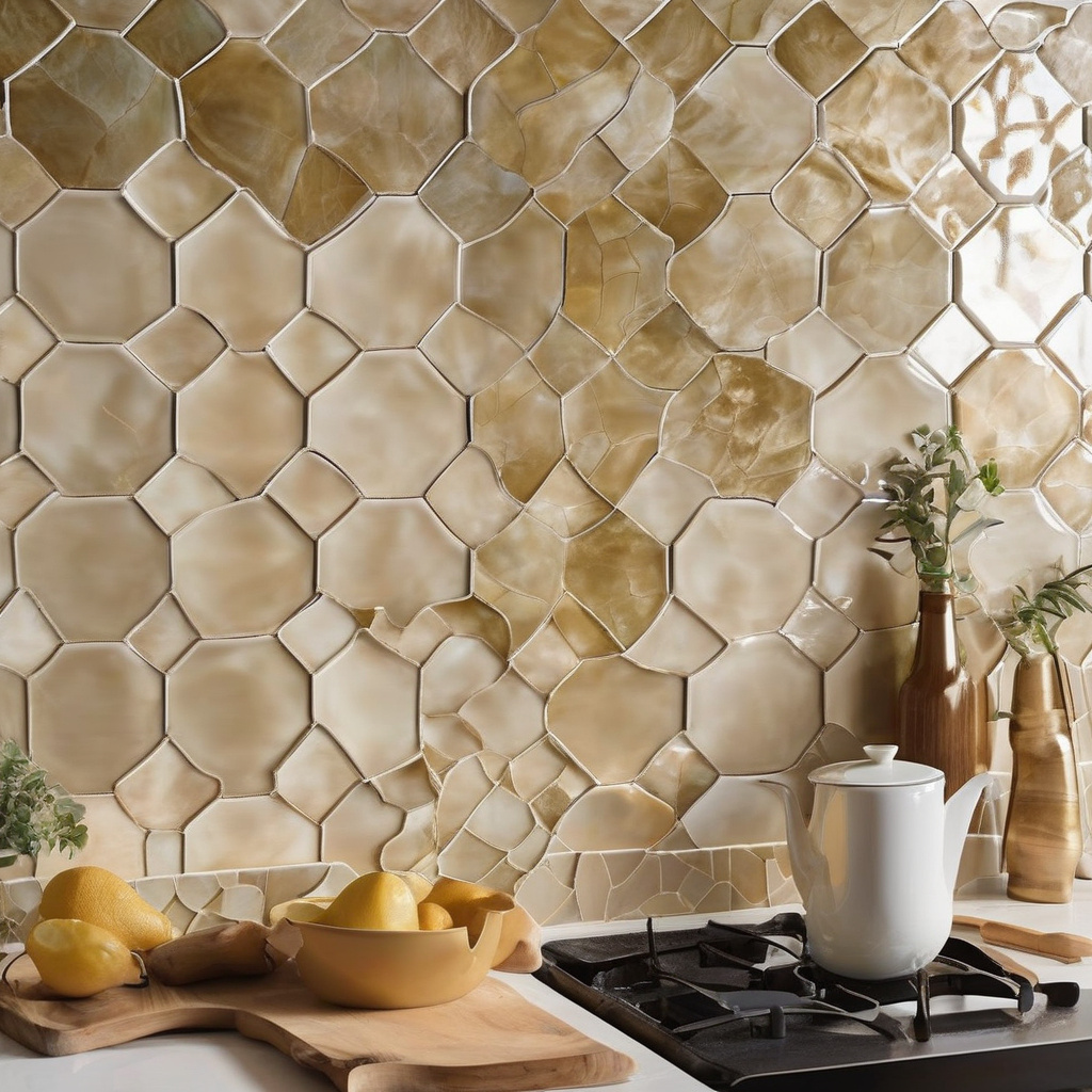 Textured tile kitchen backsplash Textured tile kitchen backsplash