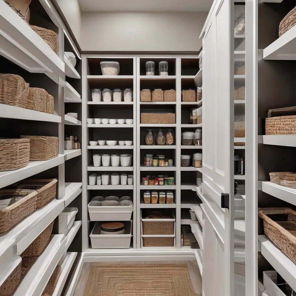 planned kitchen storage area before pantry selection