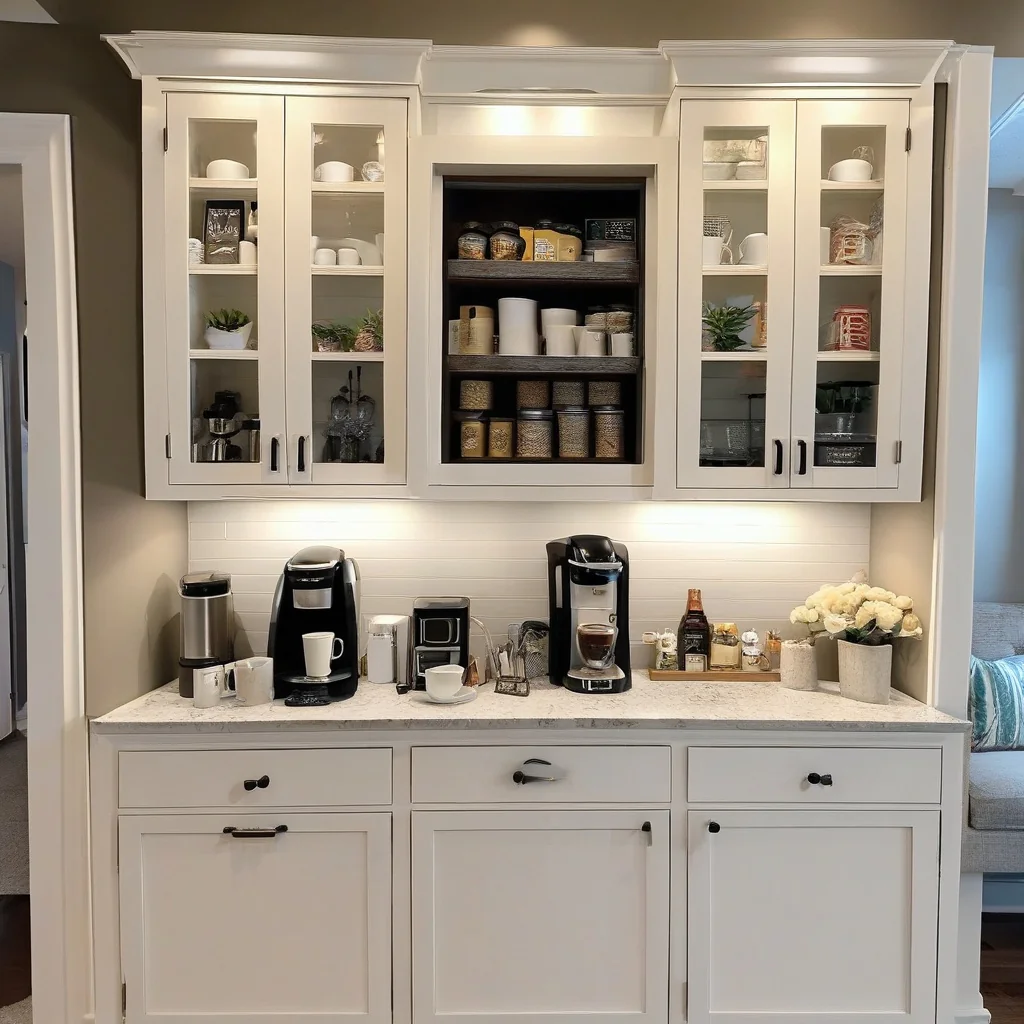 Built-in kitchen appliance area with task lighting
