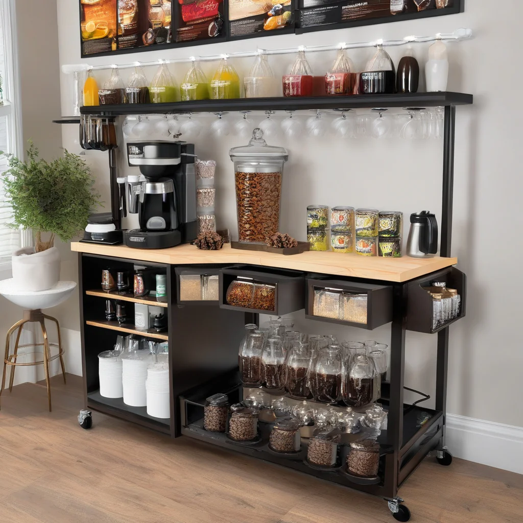 Stylish built-in beverage station with cabinetry and countertop