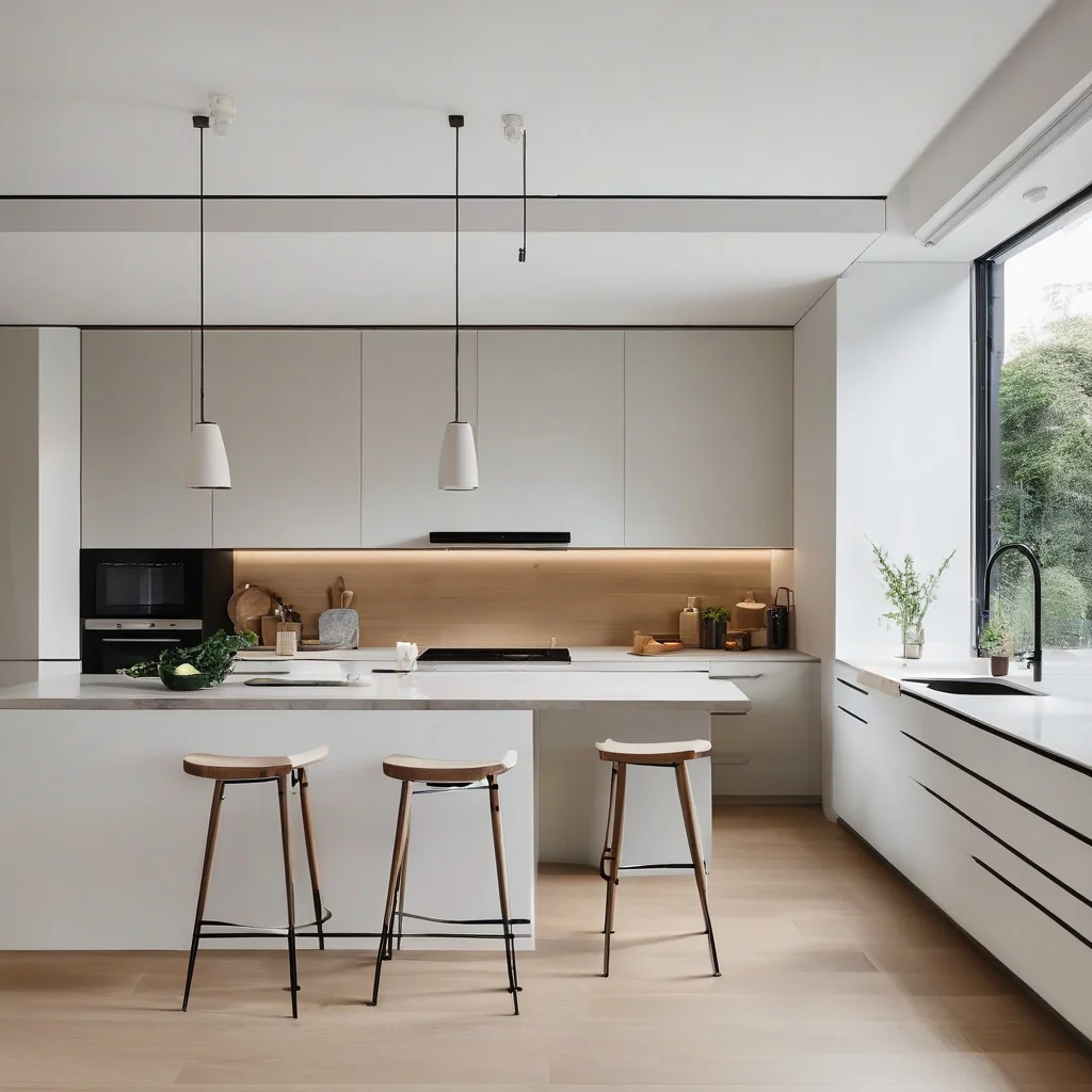 Completed kitchen island with balanced seating and circulation