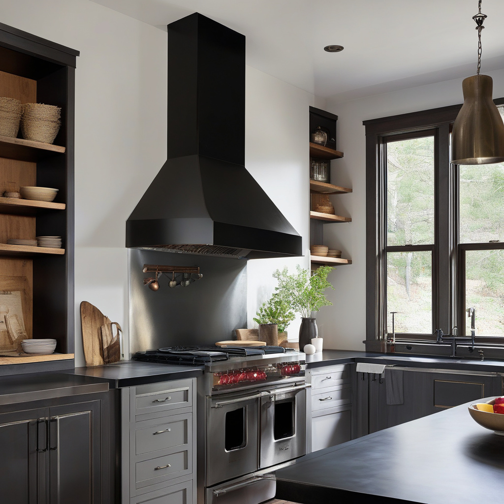 Modern kitchen featuring metal and wood