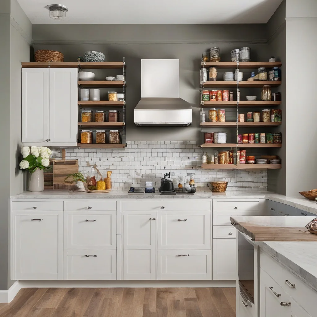 Measured kitchen wall prepared for shelf and cabinet layout