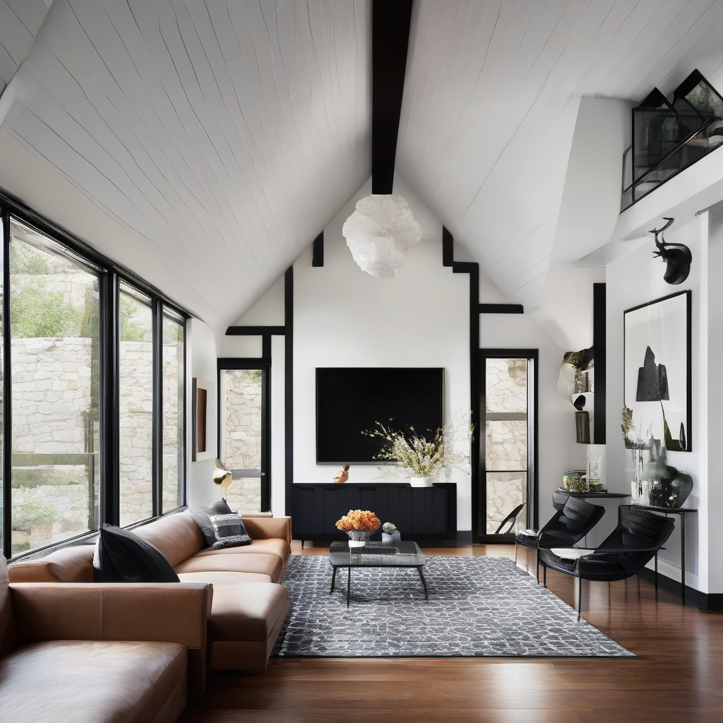 bold ceiling accent in artistic Los Angeles home