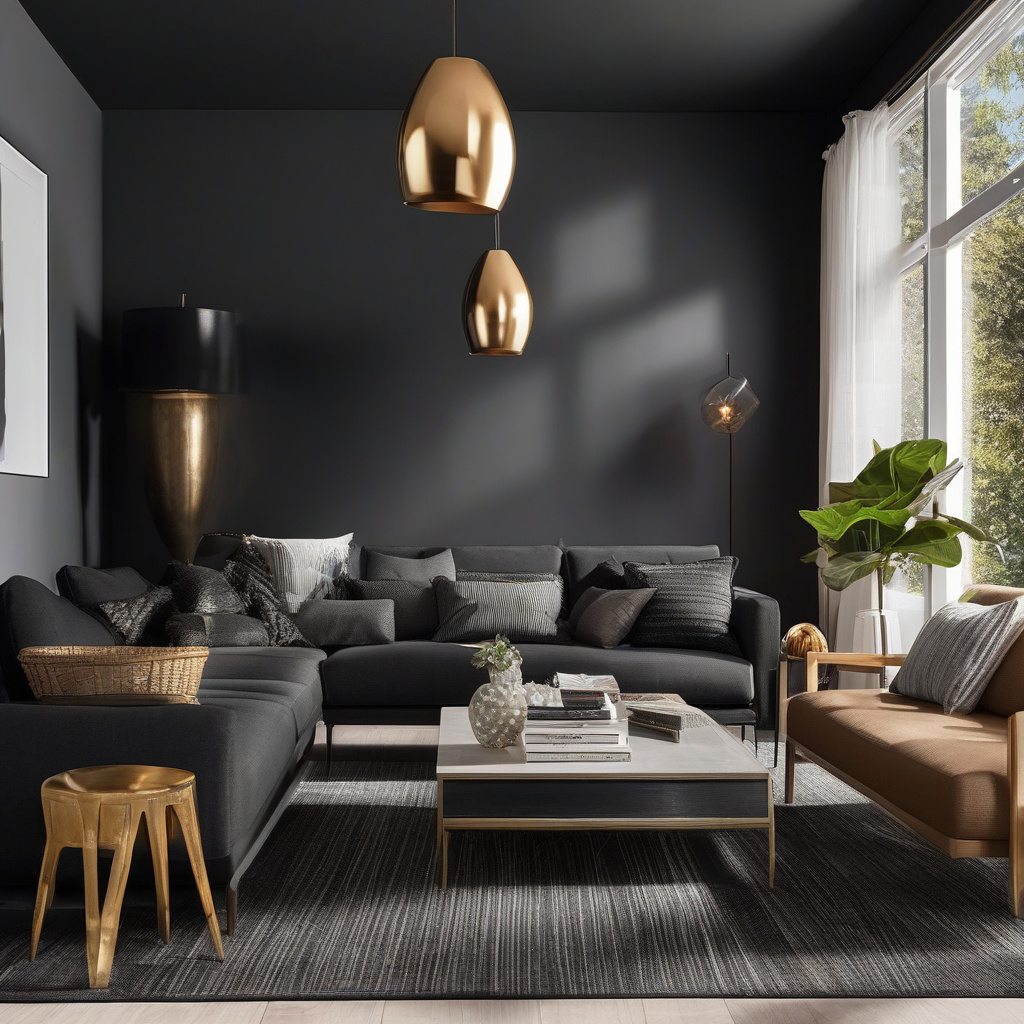 sophisticated black living room renovation