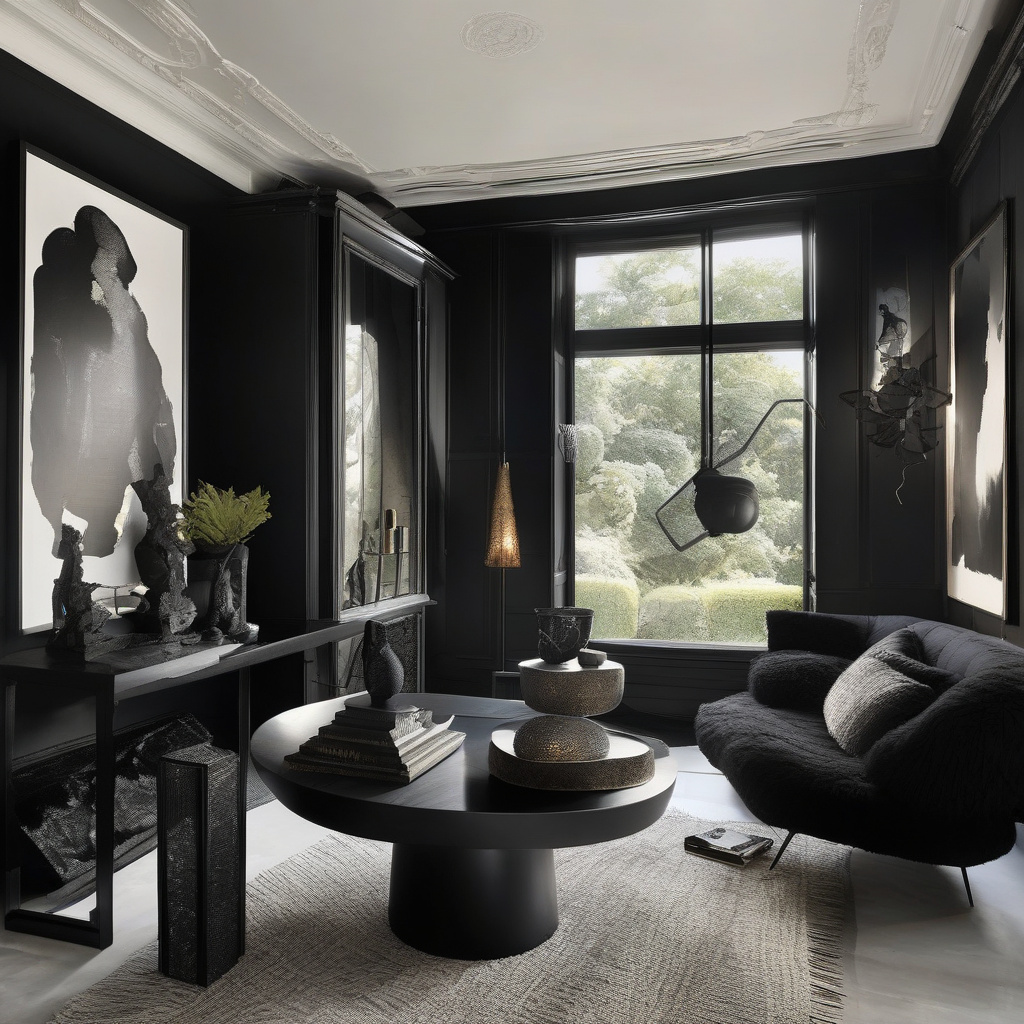 contrast in a dark-painted kitchen