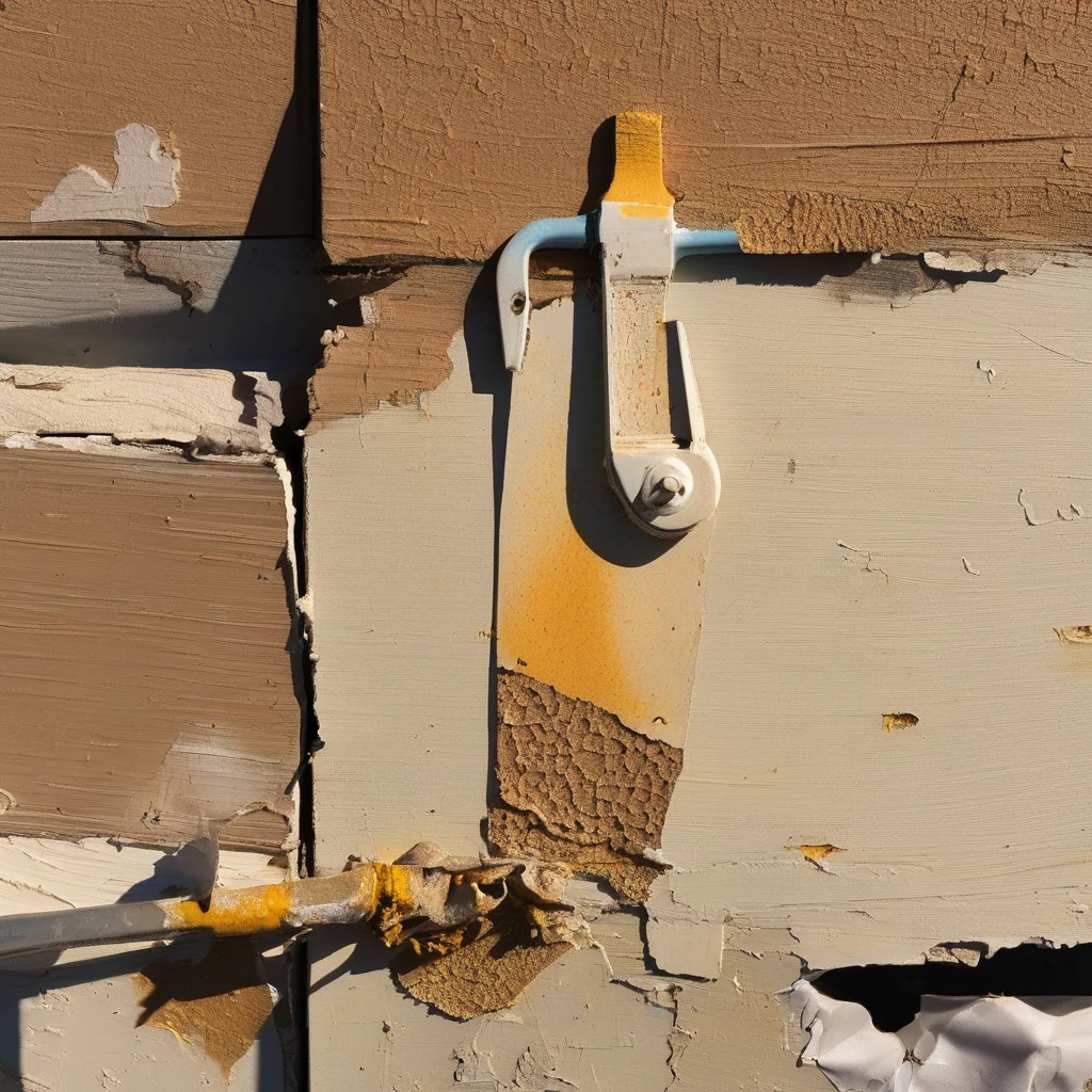 Exterior wall finish showing aging paint condition