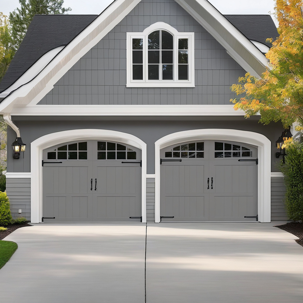 Freshly painted garage door