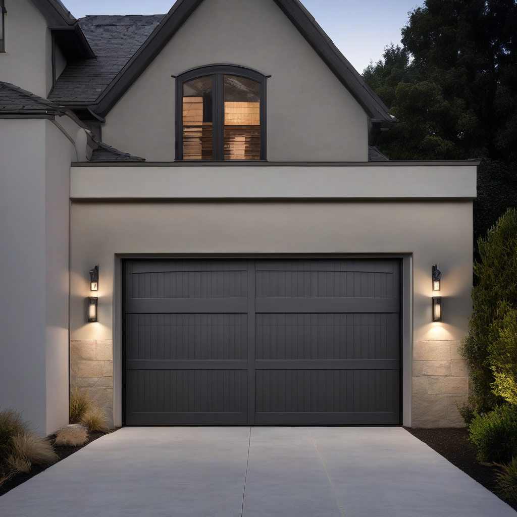 Stylish newly painted garage door