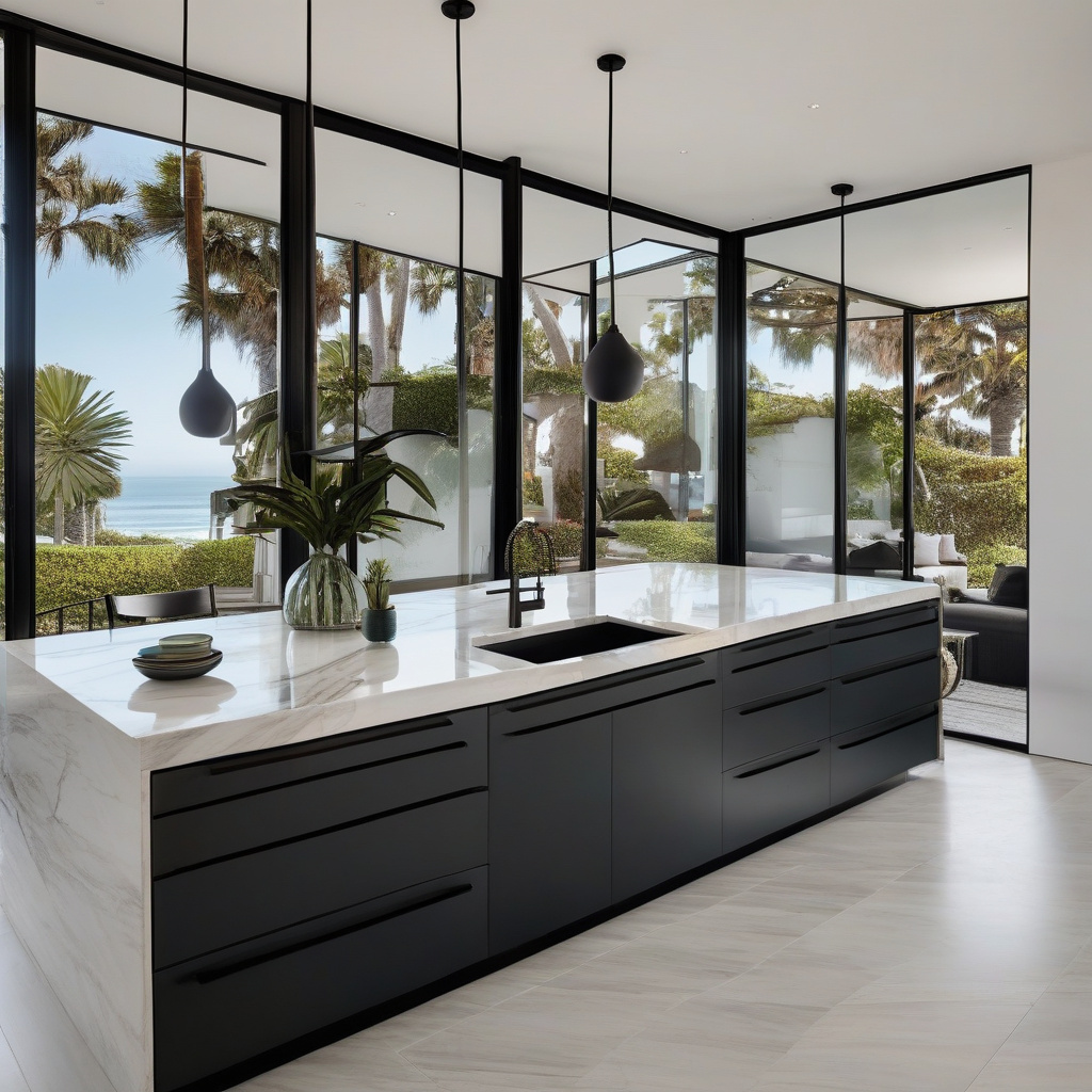 Home exterior showcasing matte black frames