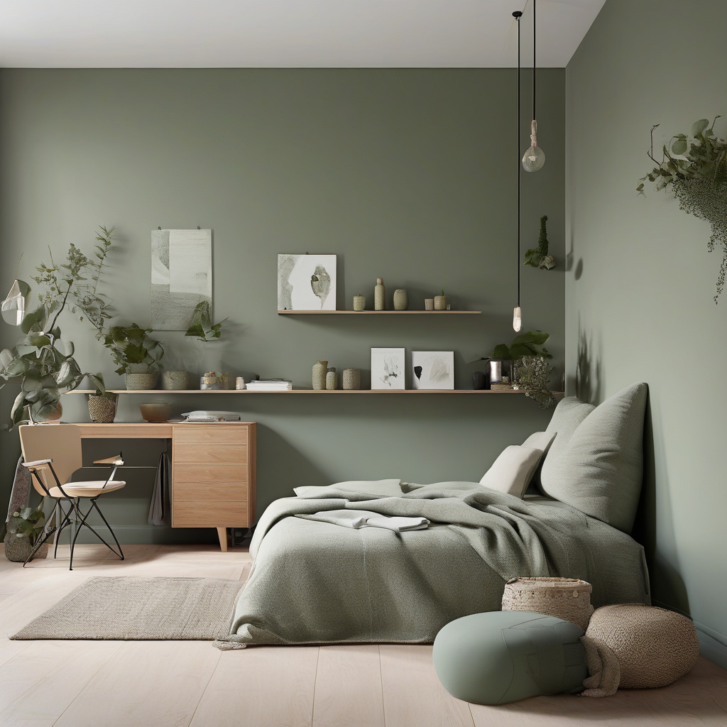 Soft green toned interior space