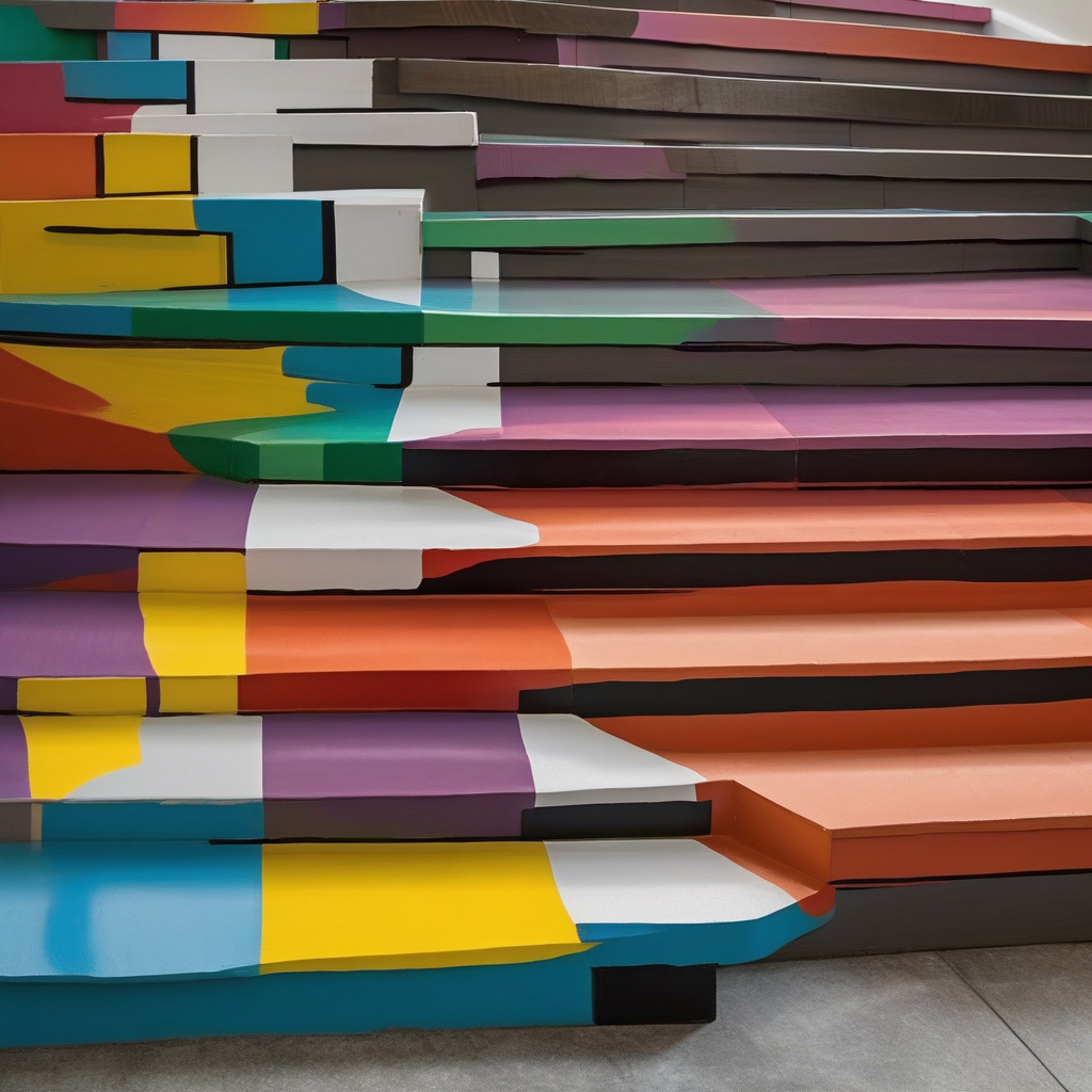 Painted stair risers in vibrant colors