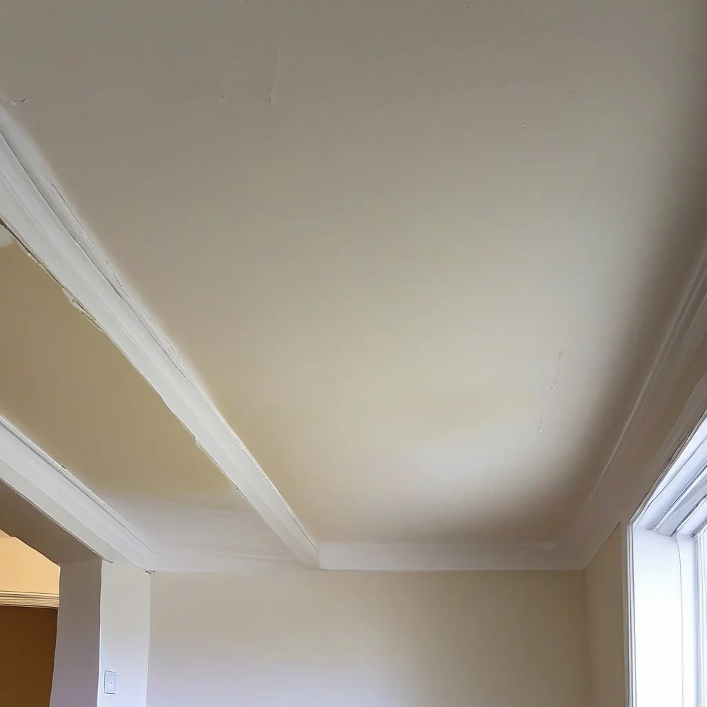 Interior ceiling showing visible water damage from a possible roof leak
