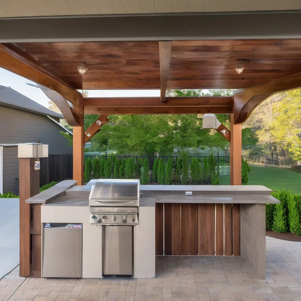 Stylish outdoor kitchen with modern decor