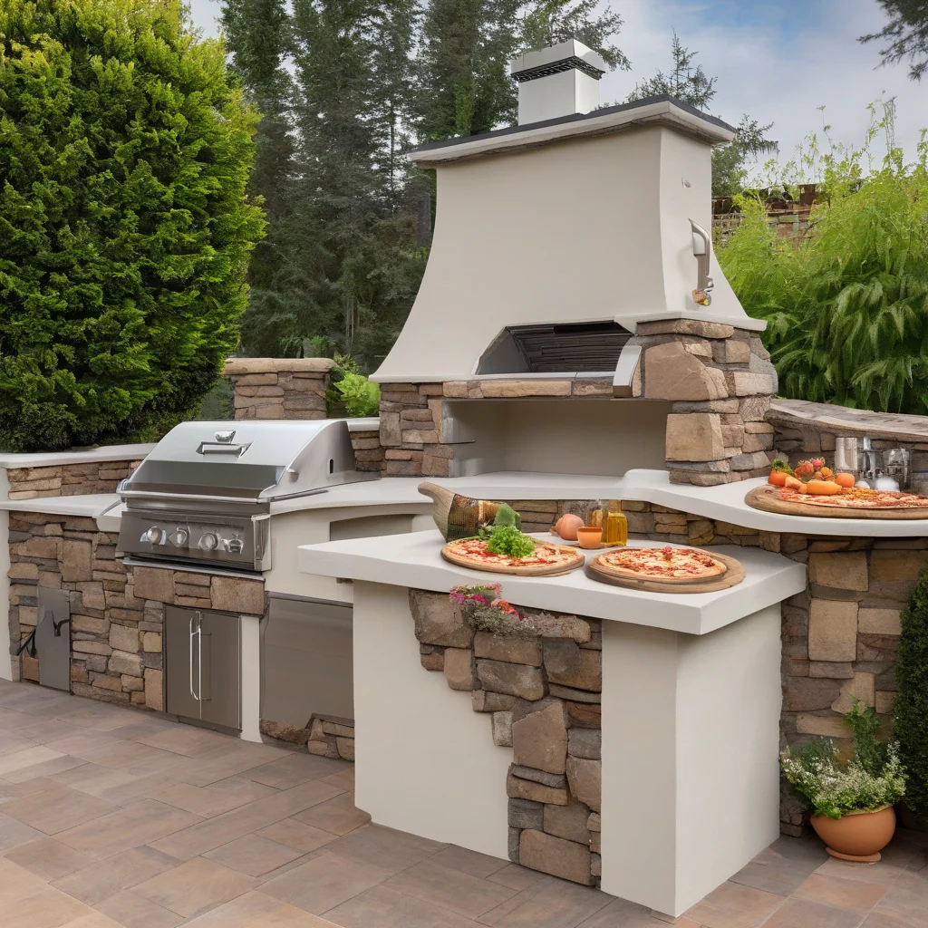 Luxury outdoor kitchen with ambient lighting
