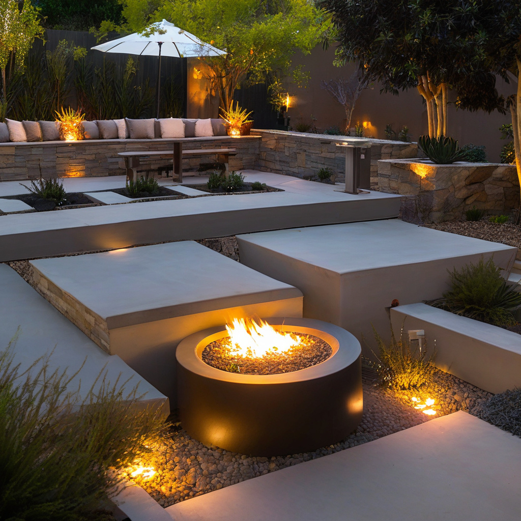 patio setup with elegant fire pit patio setup with elegant fire pit
