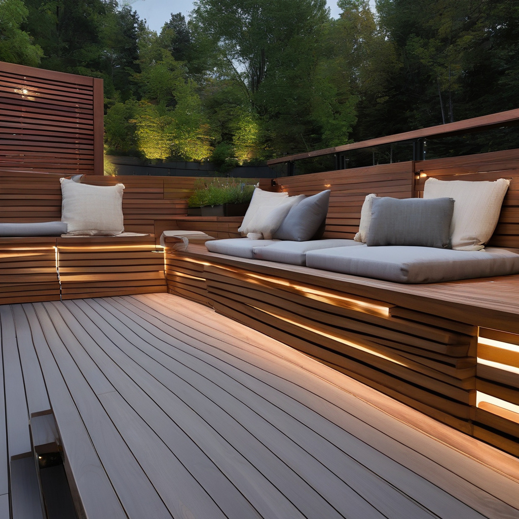 Deck seating with integrated planters