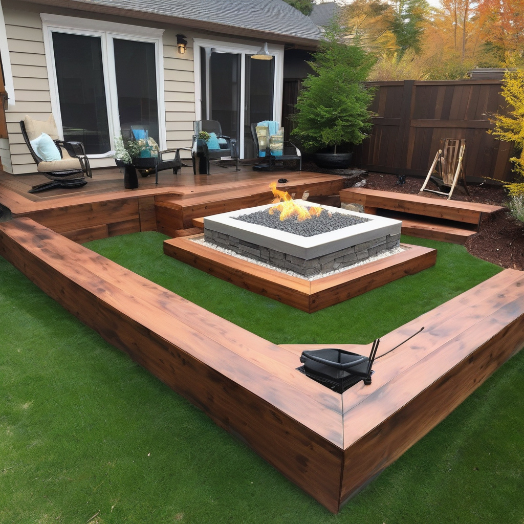 Custom-built seating on a deck