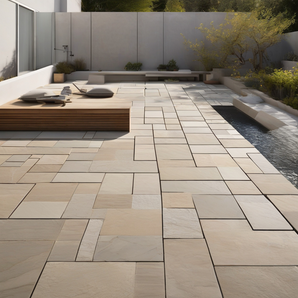 tile installation on a modern patio