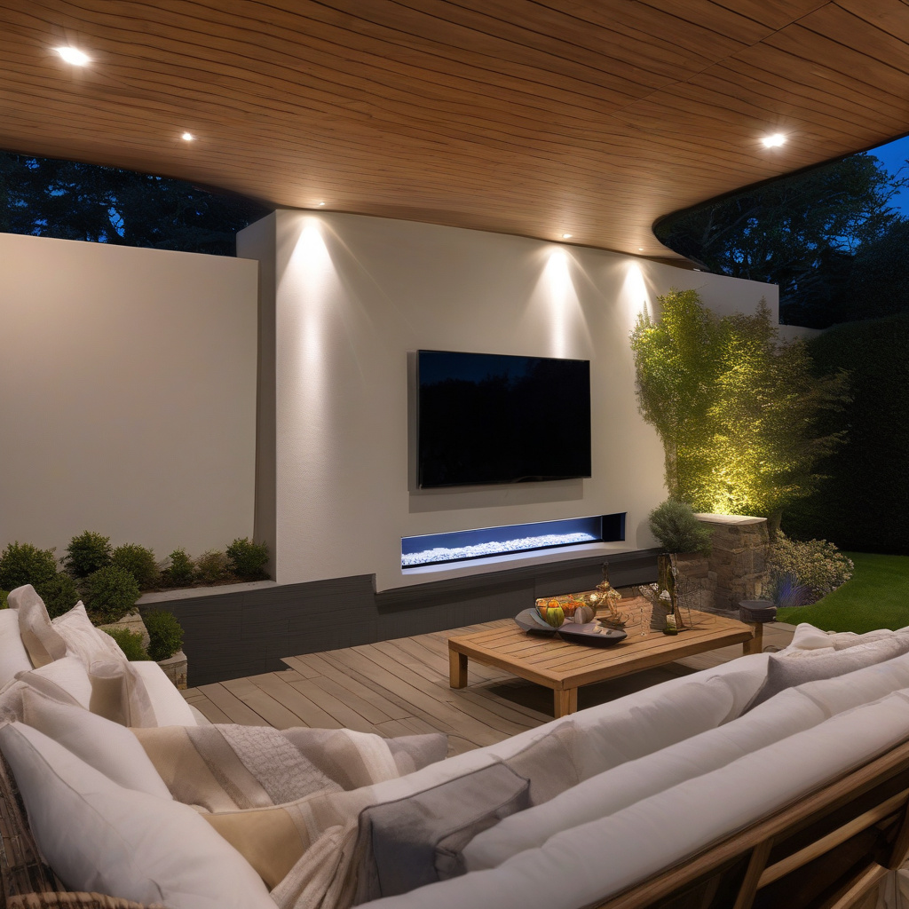 Outdoor TV setup in Los Angeles backyard