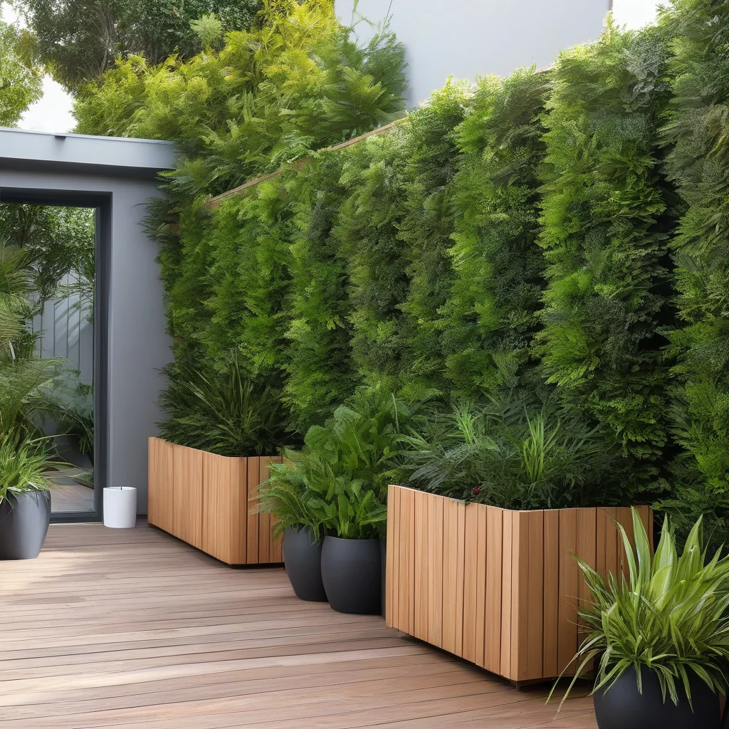 Built-in patio benches combined with raised privacy planters