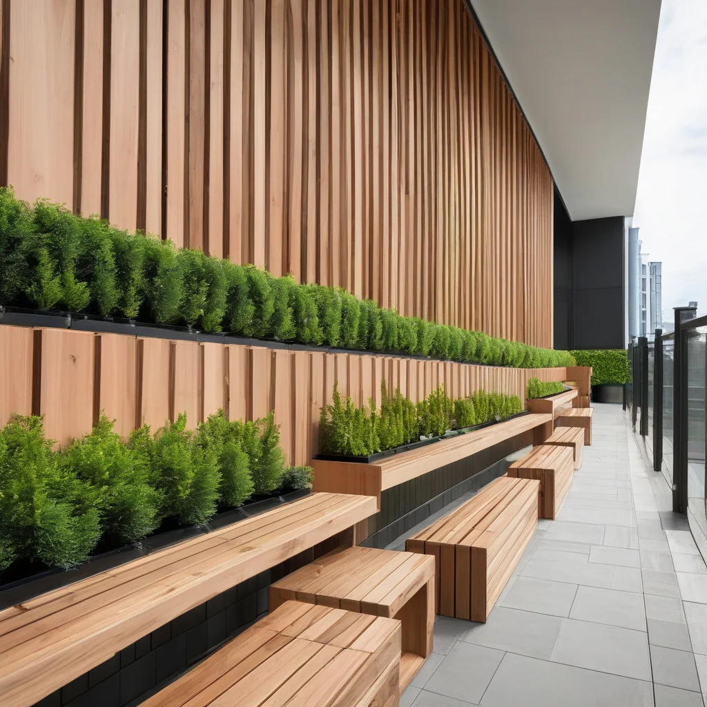 Contemporary backyard privacy design using built-in planters