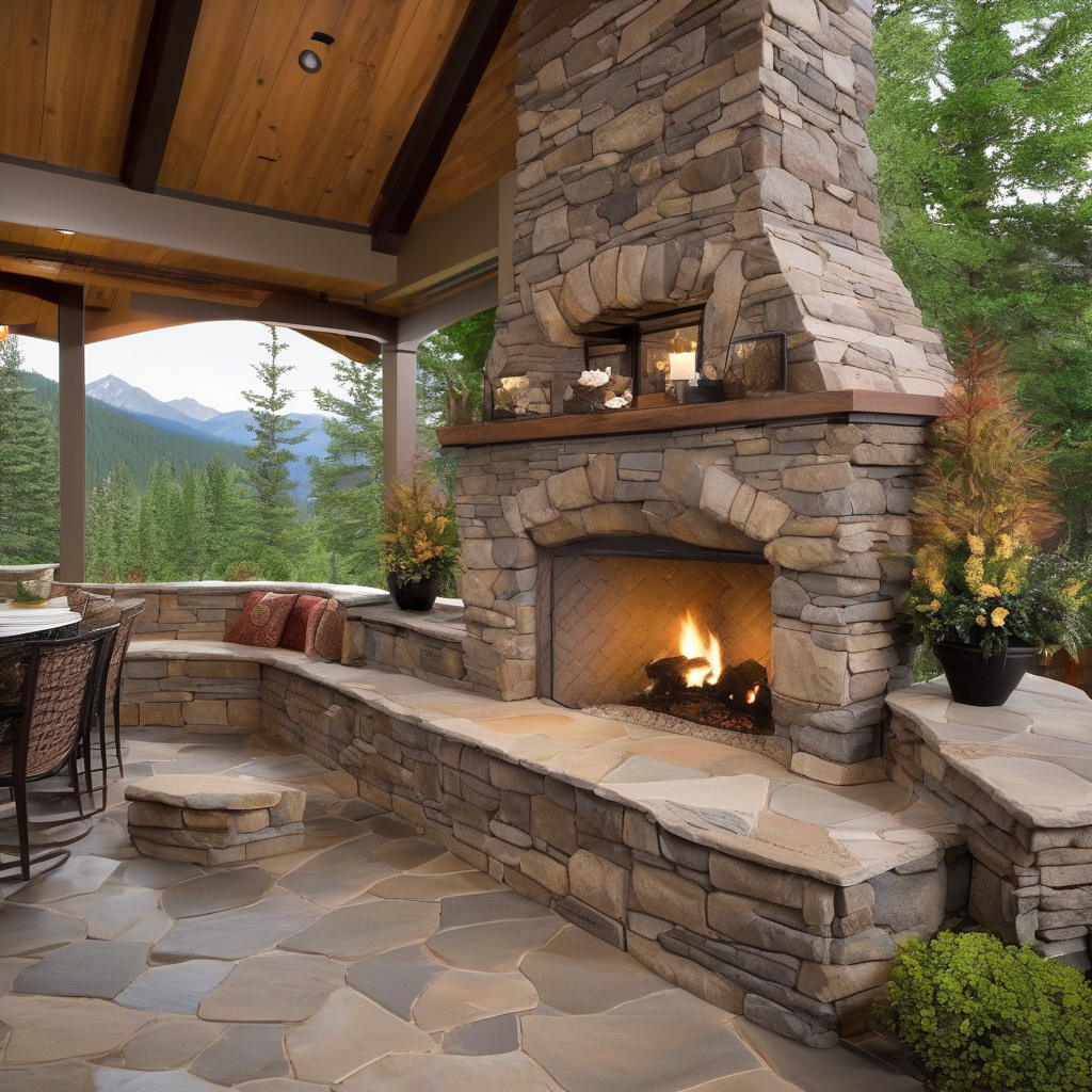 rustic patio fireplace