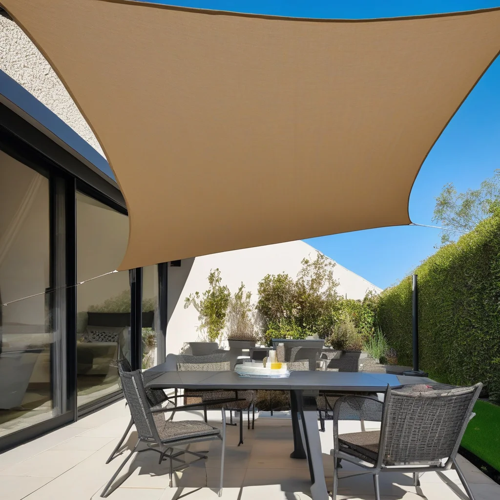 outdoor living area being evaluated for overhead shade
