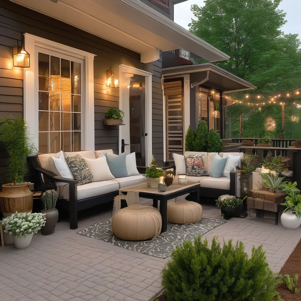 Front porch arranged with compact seating and a clear entrance path