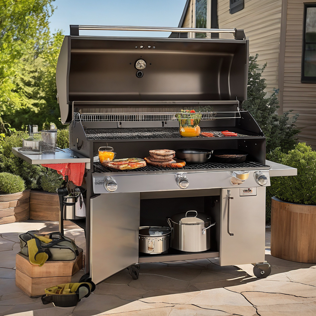 well-ventilated wooden deck with grilling area