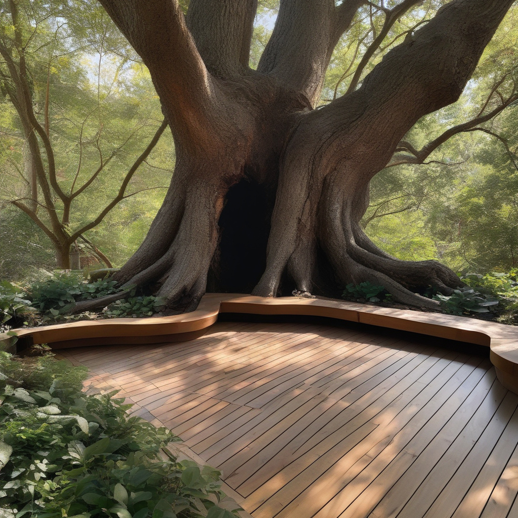 elegantly curved deck construction