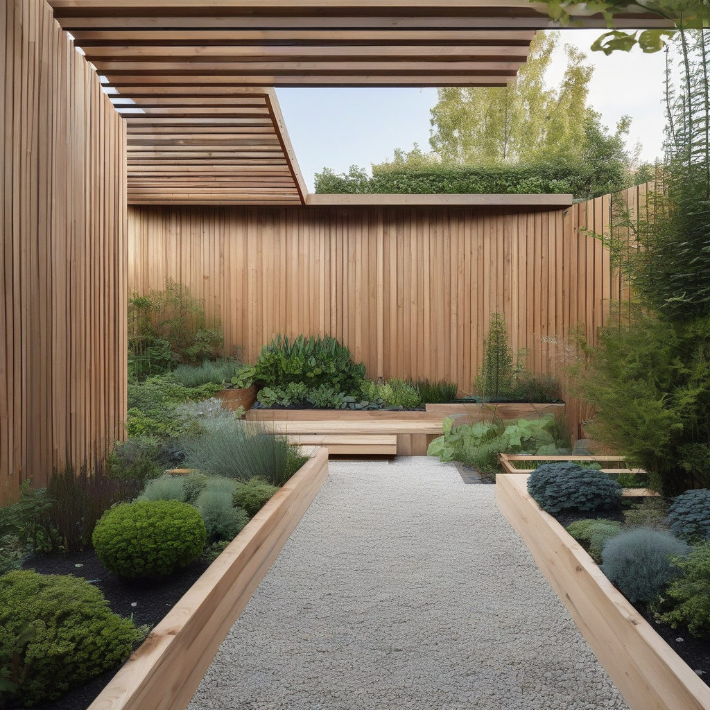 Terraced garden with stone retaining walls