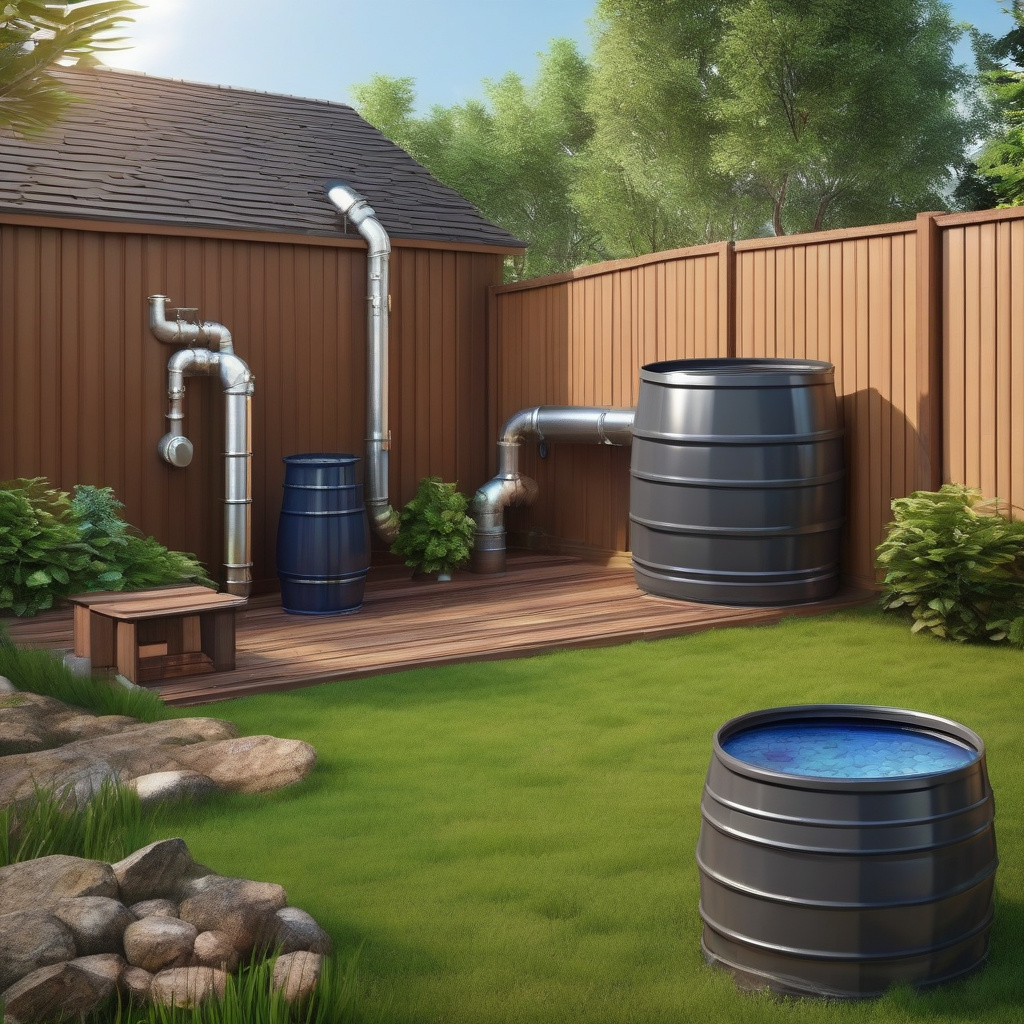 система збору води з бочок та жолобів у дворі