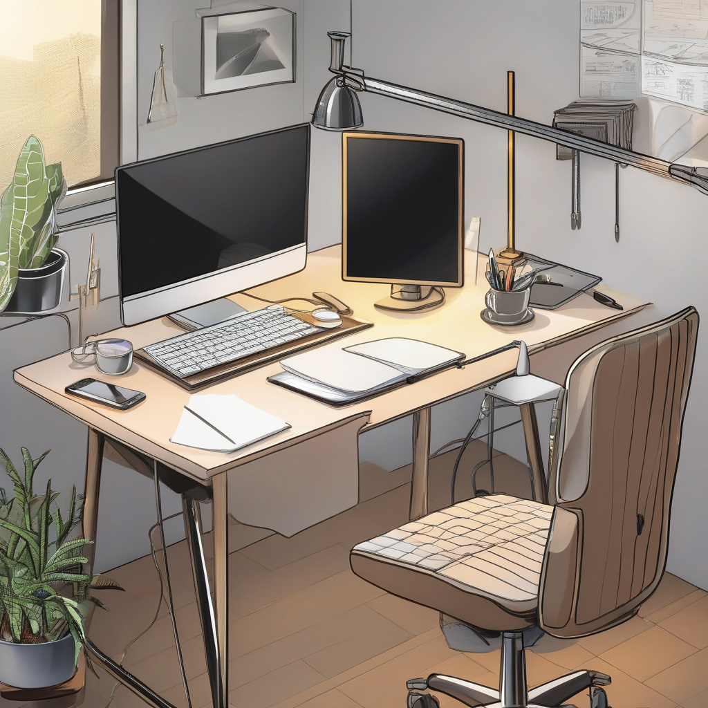 Настільна лампа в домашньому офісі