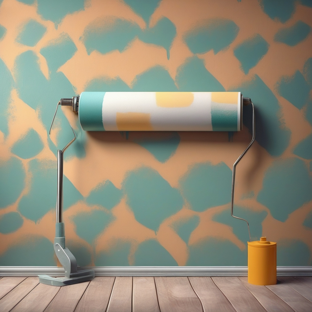 процес поклейки шпалер на стіну в будинку Львова