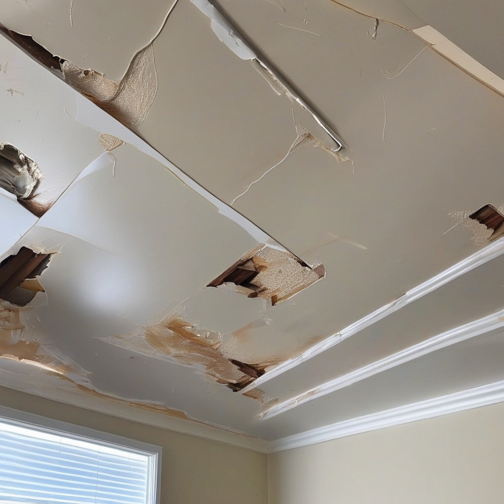 Ремонт стелі після протікання - сушіння поверхні