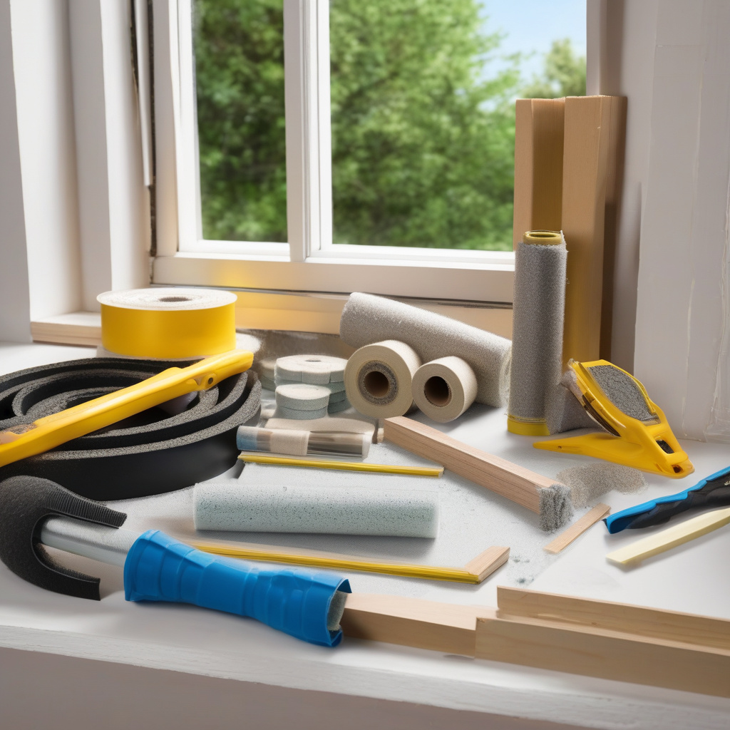 Процес згортання ущільнювальної стрічки на віконній рамі