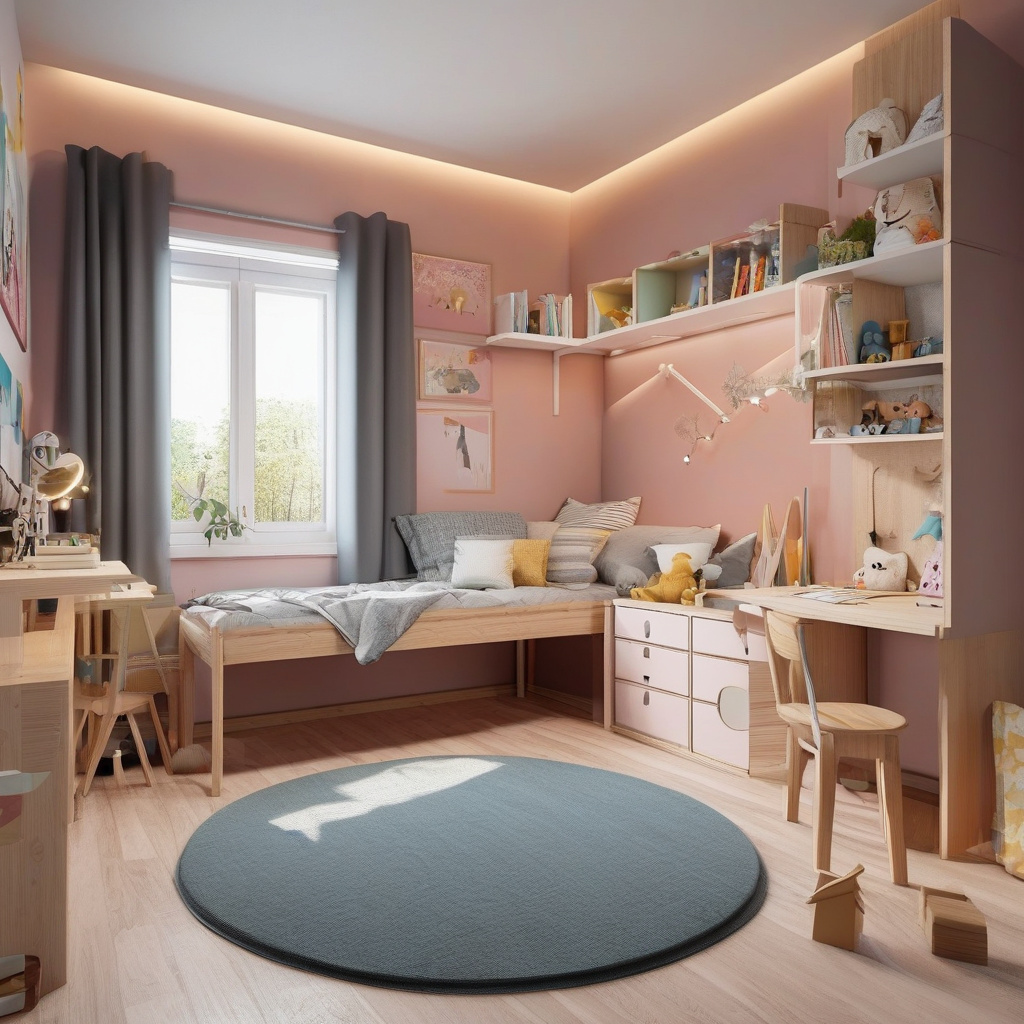 Зонирование комнаты с акцентом на безопасные материалы Зоны детской комнаты с безопасными материалами и мебелью