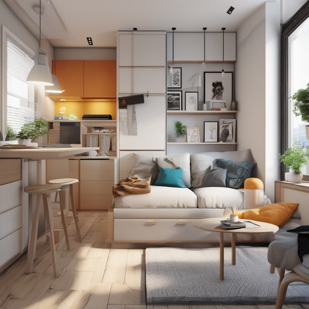 Уютная гостиная в малой квартире с многофункциональной мебелью Уютная гостиная в малой квартире с многофункциональной мебелью