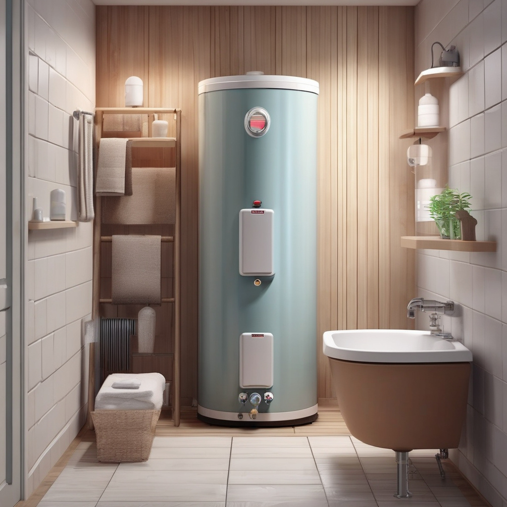 майстер встановлює бойлер у ванній кімнаті