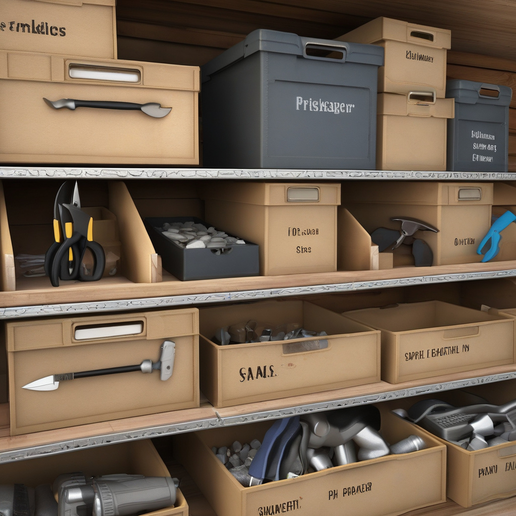 організовані інструменти у контейнерах та на столі