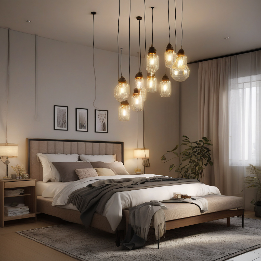 Тёплое освещение в спальне