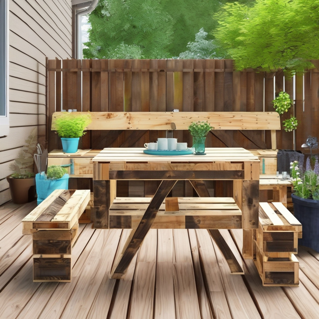 столик з палет на вулиці