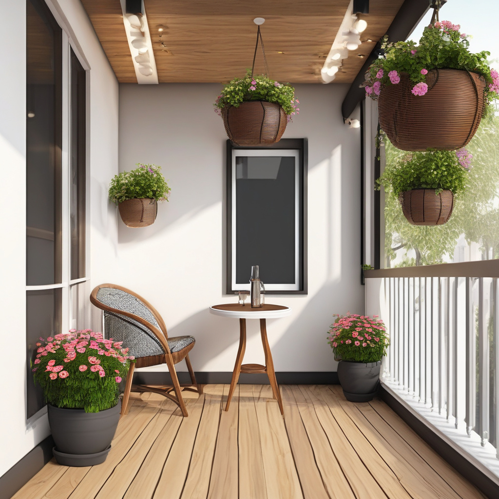 балкон с комфортной зоной отдыха и освещением